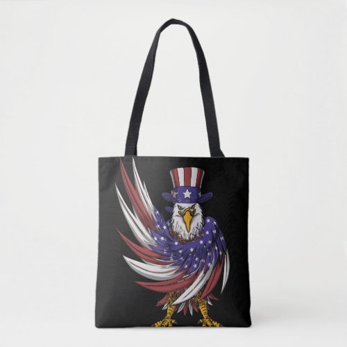eagle wearing a uncle sam hat vector illustration tote bag
