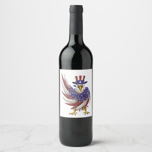 eagle wearing a uncle sam hat vector illustration wine label