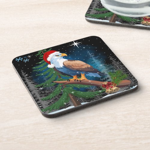 Eagle Wearing Santa Hat Christmas Coasters 6 PK
