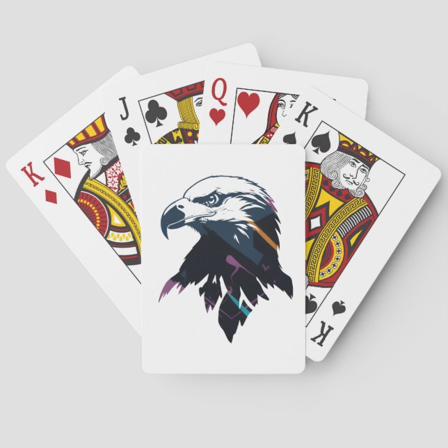 Eagle Wildlife Nature Illustration Silhouette Fly Poker Cards (Back)