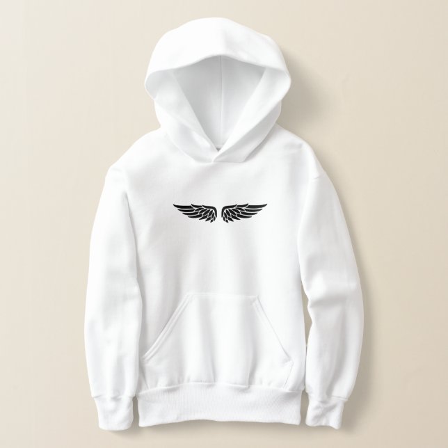 Eagle wing print black Kids' Hoodies (Laydown)