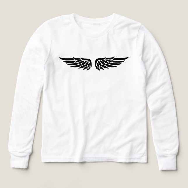 Eagle wing print black Kids' Long Sleeve Shirt (Design Front)