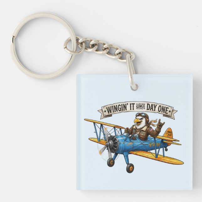 Eagle Winging It Keychain (Front)