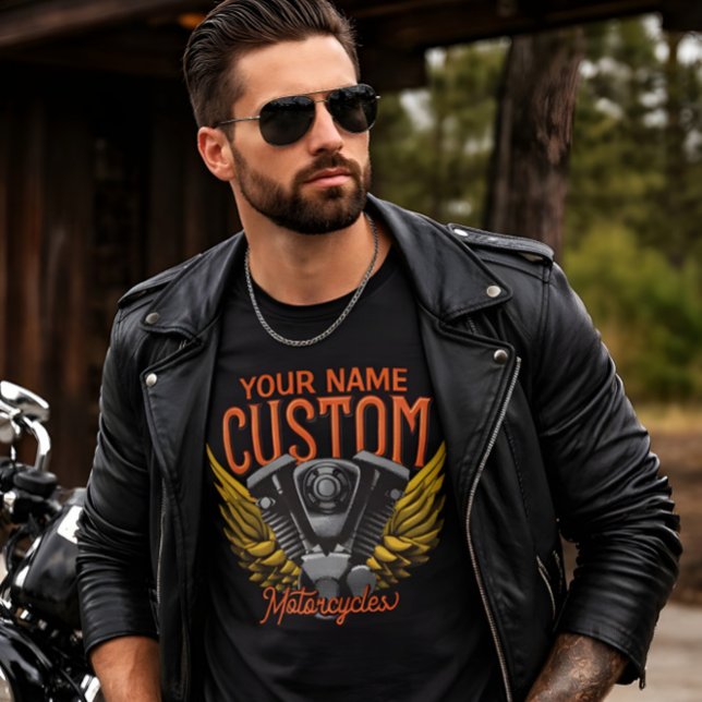 Eagle Wings Motorcycle Motor - Custom Biker Garage T-Shirt (Creator Uploaded)