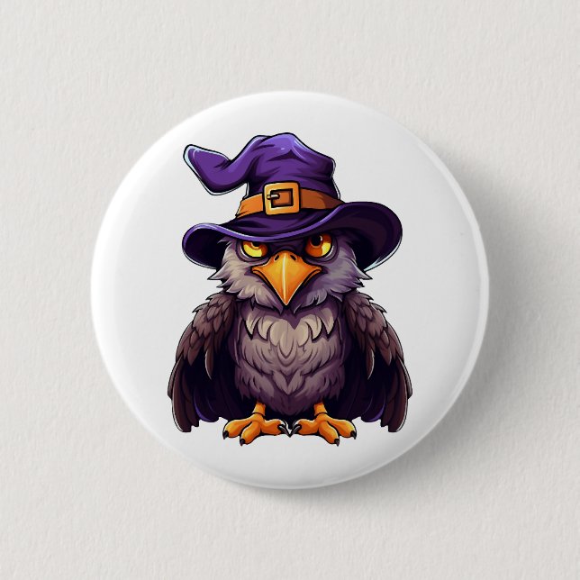 Eagle Witch Hat Funny Halloween Costume for Kids Button (Front)