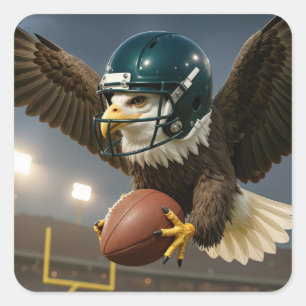 Eagle With a Football in a Sports Stadium Square Sticker