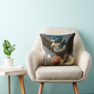 Eagle With a Football in a Sports Stadium Throw Pillow