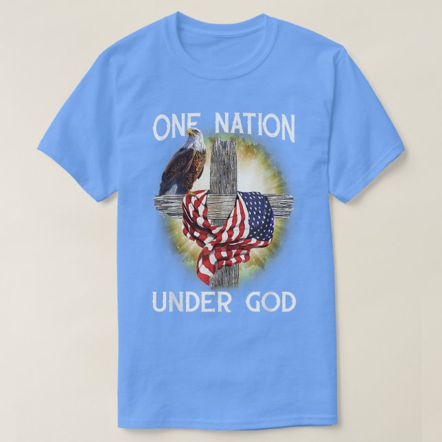 Eagle with American Christian Cross One Nation Und T-Shirt (Design Front)