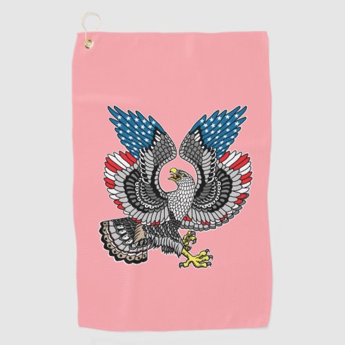 Eagle with American flag color Golf Towel