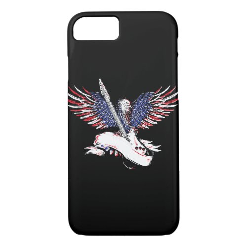 eagle with american flag color holiding guitar ill iPhone 87 case