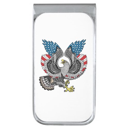Eagle with American flag color Silver Finish Money Silver Finish Money Clip