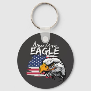 Eagle with American Flag Keychain