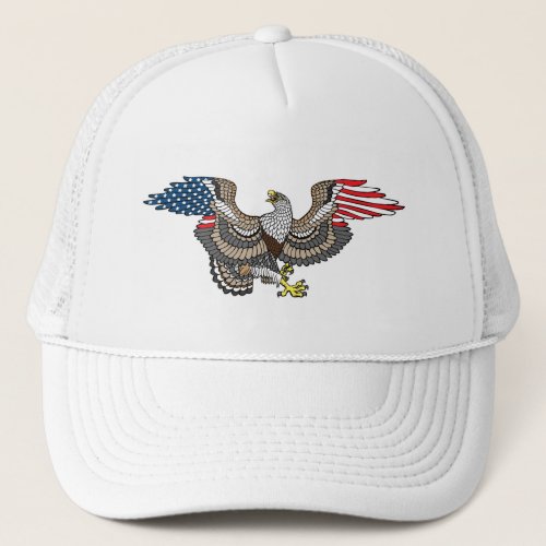 Eagle With American Flag Wings Trucker Hat