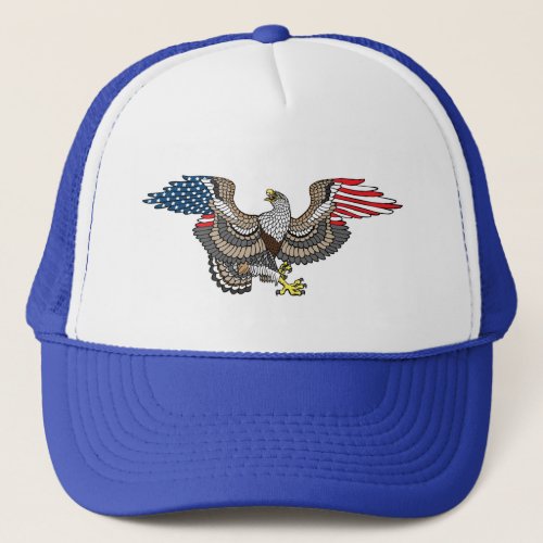 Eagle With American Flag Wings Trucker Hat