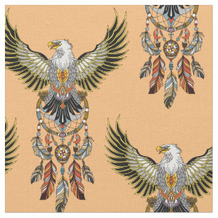 Eagle with American native indians dreamcatcher Fabric