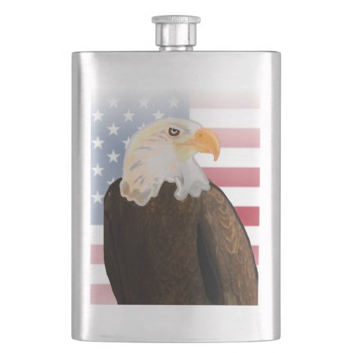 Eagle with Faded American Flag Flask
