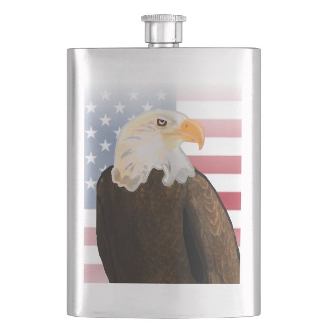 Eagle with Faded American Flag Flask (Front)