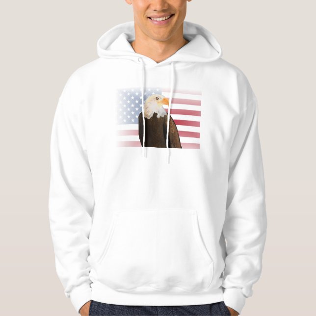 Eagle with Faded American Flag  Hoodie (Front)