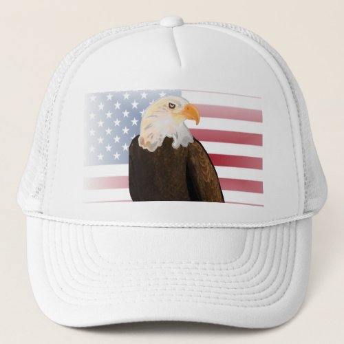 Eagle with Faded American Flag Trucker Hat