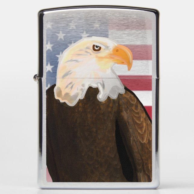 Eagle with Faded American Flag Zippo Lighter (Front)