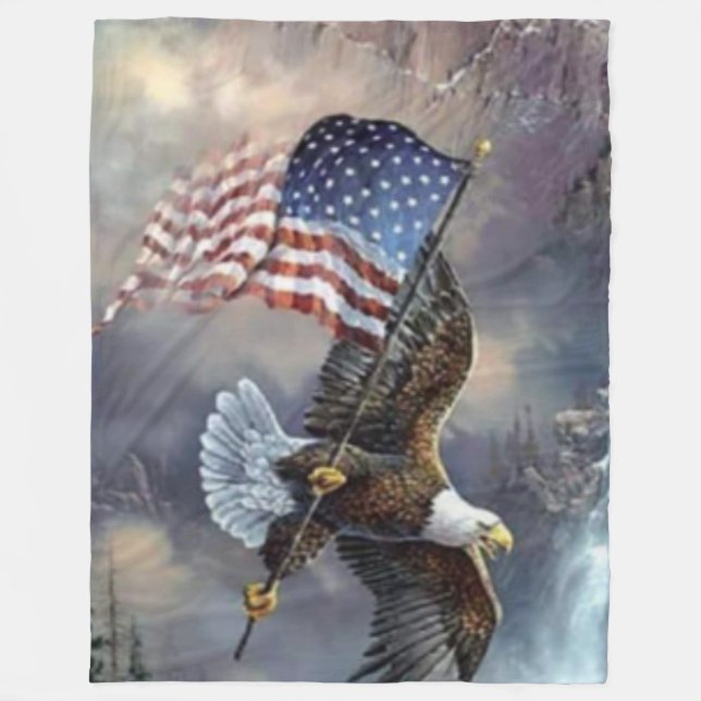EAGLE WITH FLAG FLEECE BLANKET (Front)