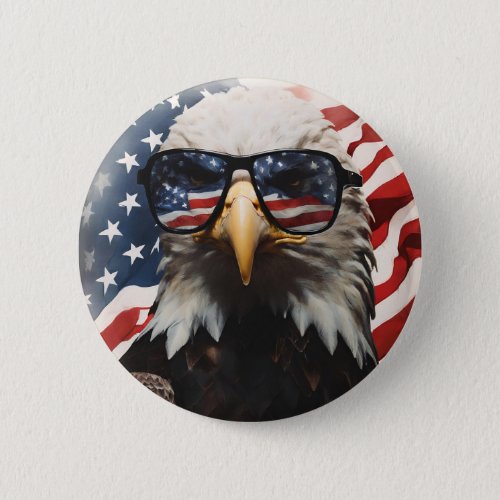 Eagle with sunglasses button