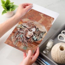 Eagle - Woman - Wolf - watercolor art 1 - Fan Fun