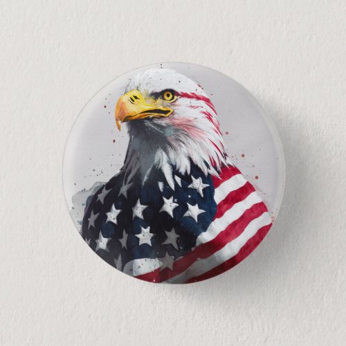Eagle wrapped with American flag D1 Button