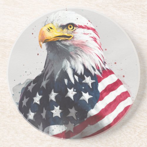 Eagle wrapped with American flag D1 Coaster