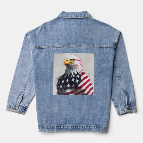 Eagle wrapped with American flag D1 Denim Jacket