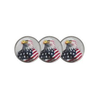 Eagle wrapped with American flag D1 Golf Ball Marker