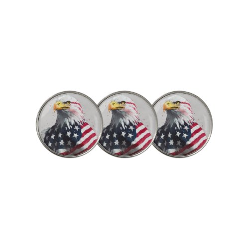 Eagle wrapped with American flag D1 Golf Ball Marker