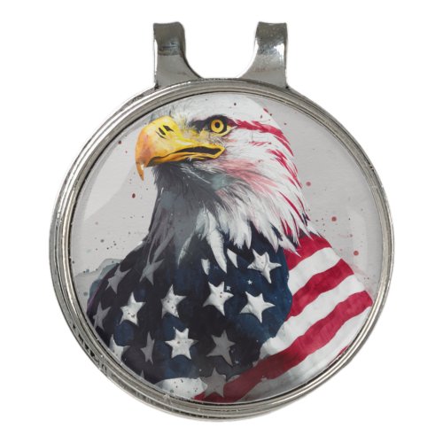 Eagle wrapped with American flag D1 Golf Hat Clip