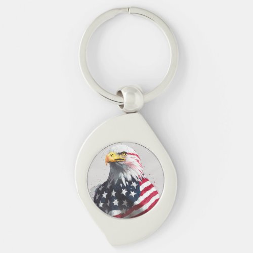 Eagle wrapped with American flag D1 Keychain