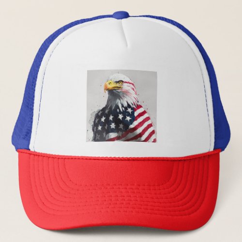Eagle wrapped with American flag D1 Trucker Hat