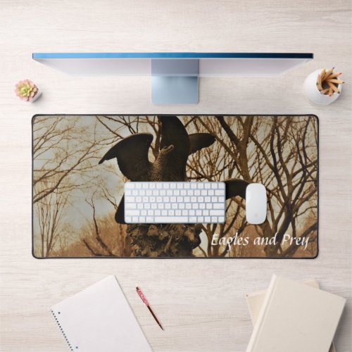 Eagles and Prey Sculpture in NYC Central Park Desk Mat