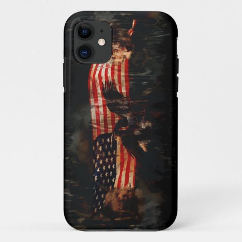Eagles Bear Wolf American Flag US Patriotic iPhone 11 Case