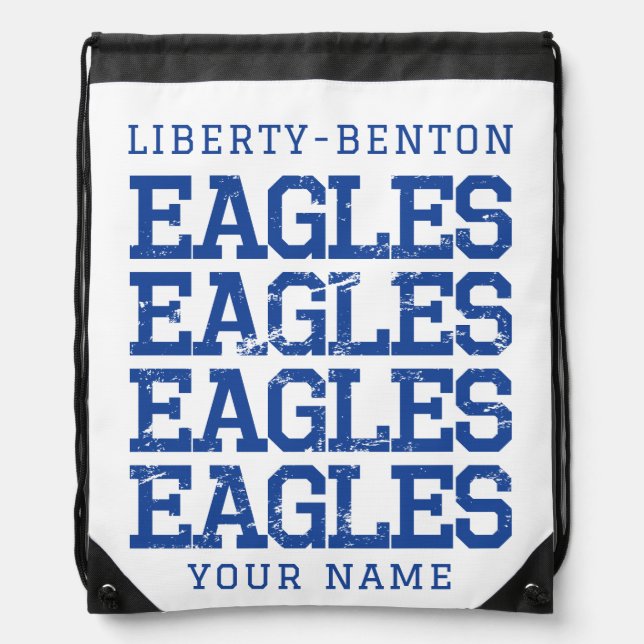 Eagles Distressed LB, GraphicLoveShop Drawstring Bag (Front)