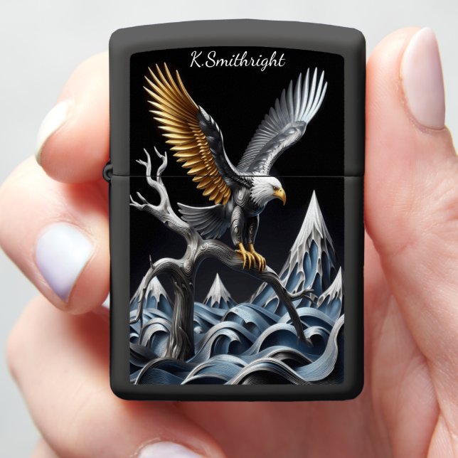 Eagle's Domain: Chasm, Spire, Topaz, Bronze, full Zippo Lighter (In Hand)