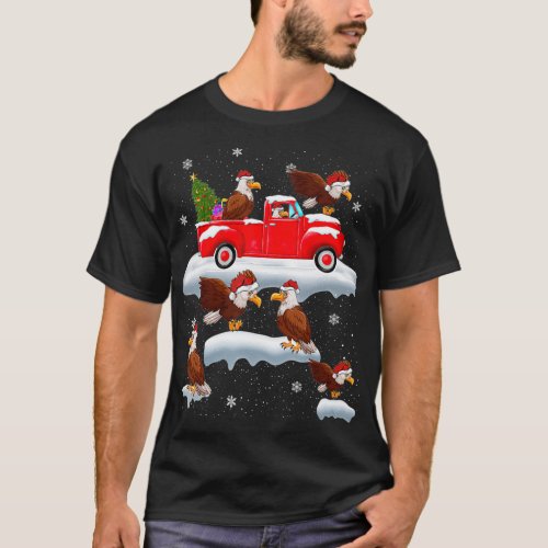 Eagles Driving Christmas Tree Red Truck Eagle Chri T_Shirt