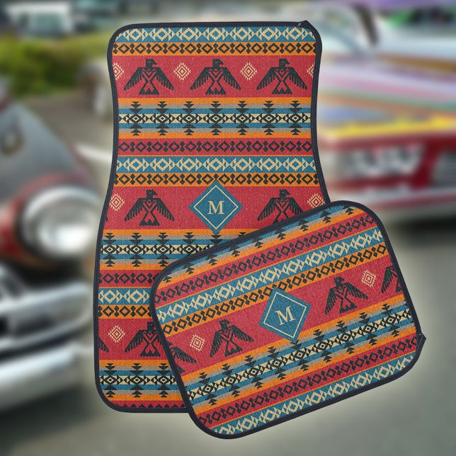 Eagles Ethnic Pattern On Native American Style Car Floor Mat (Creator Uploaded)