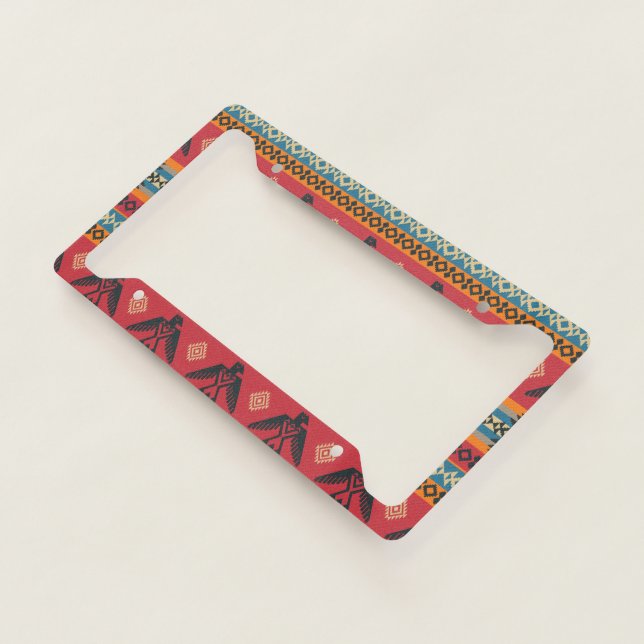 Eagles Ethnic Pattern On Native American Style License Plate Frame (3/4)