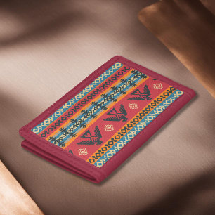 Eagles Ethnic Pattern On Native American Style Trifold Wallet