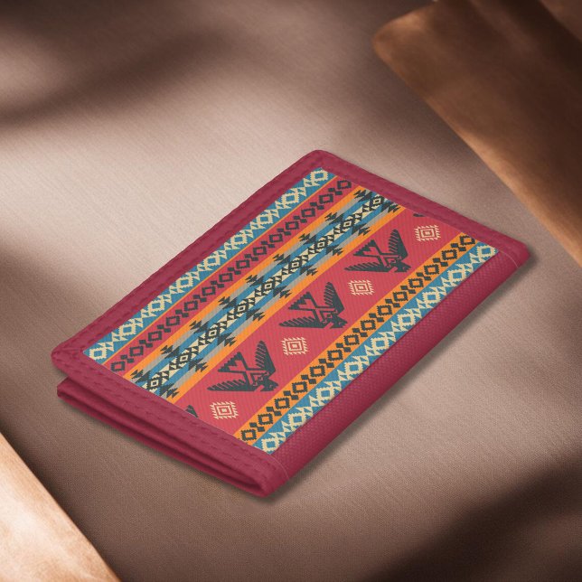 Eagles Ethnic Pattern On Native American Style Trifold Wallet (Creator Uploaded)