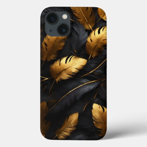 eagles feathers black and gold  iPhone 13 case