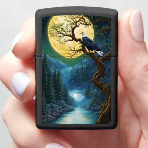 Eagles Golden Moonlit Willow Scene Zippo Lighter