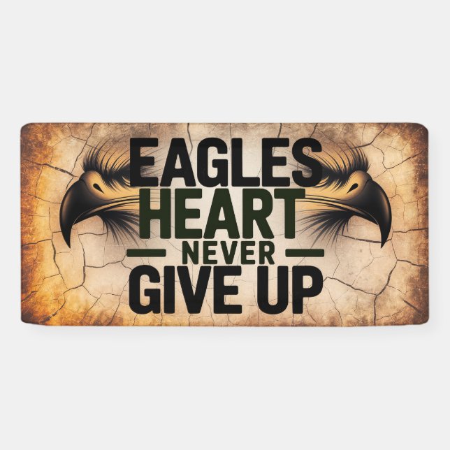 Eagles Heart Never Give Up Banner (Horizontal)