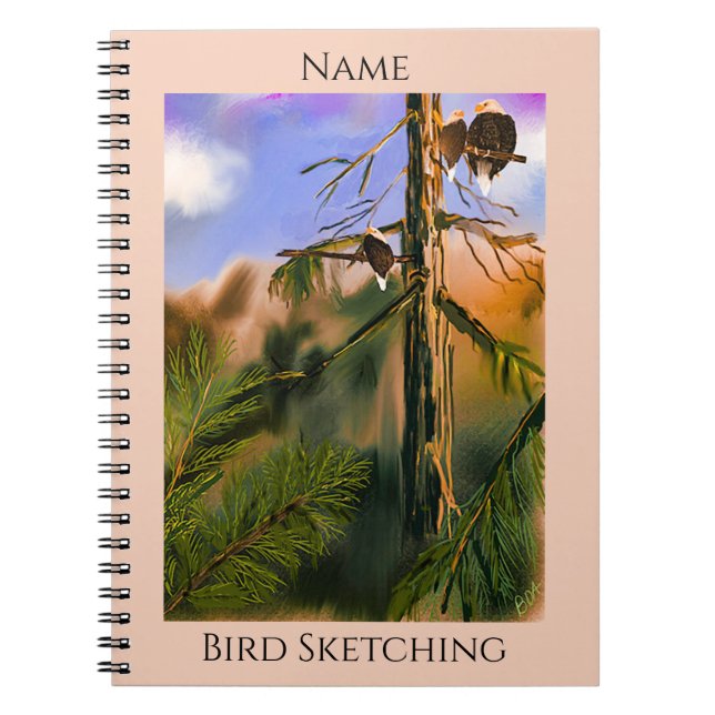 Eagles in Trees Personalized Text Birds Eye View Notebook (Front)