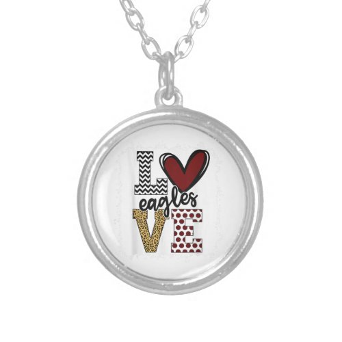 Eagles Mascot Love _ School Spirit Fantastic Gifts Silver Plated Necklace