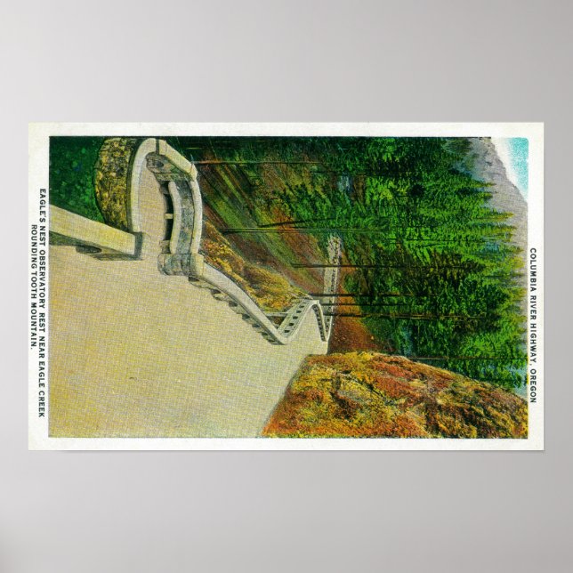 Eagle's Nest Observatory on Columbia River Poster (Front)